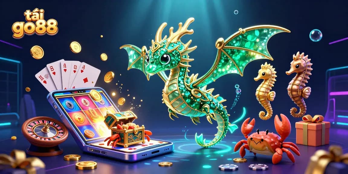 Play exciting casino games at tải go88 with a vibrant underwater scene featuring a sea dragon and treasure chest.