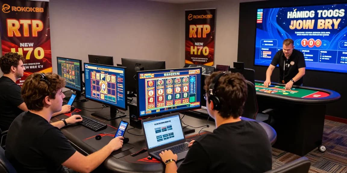 Exciting online gaming experience at ROKOK88 with players enjoying vibrant slot games and live casino action.