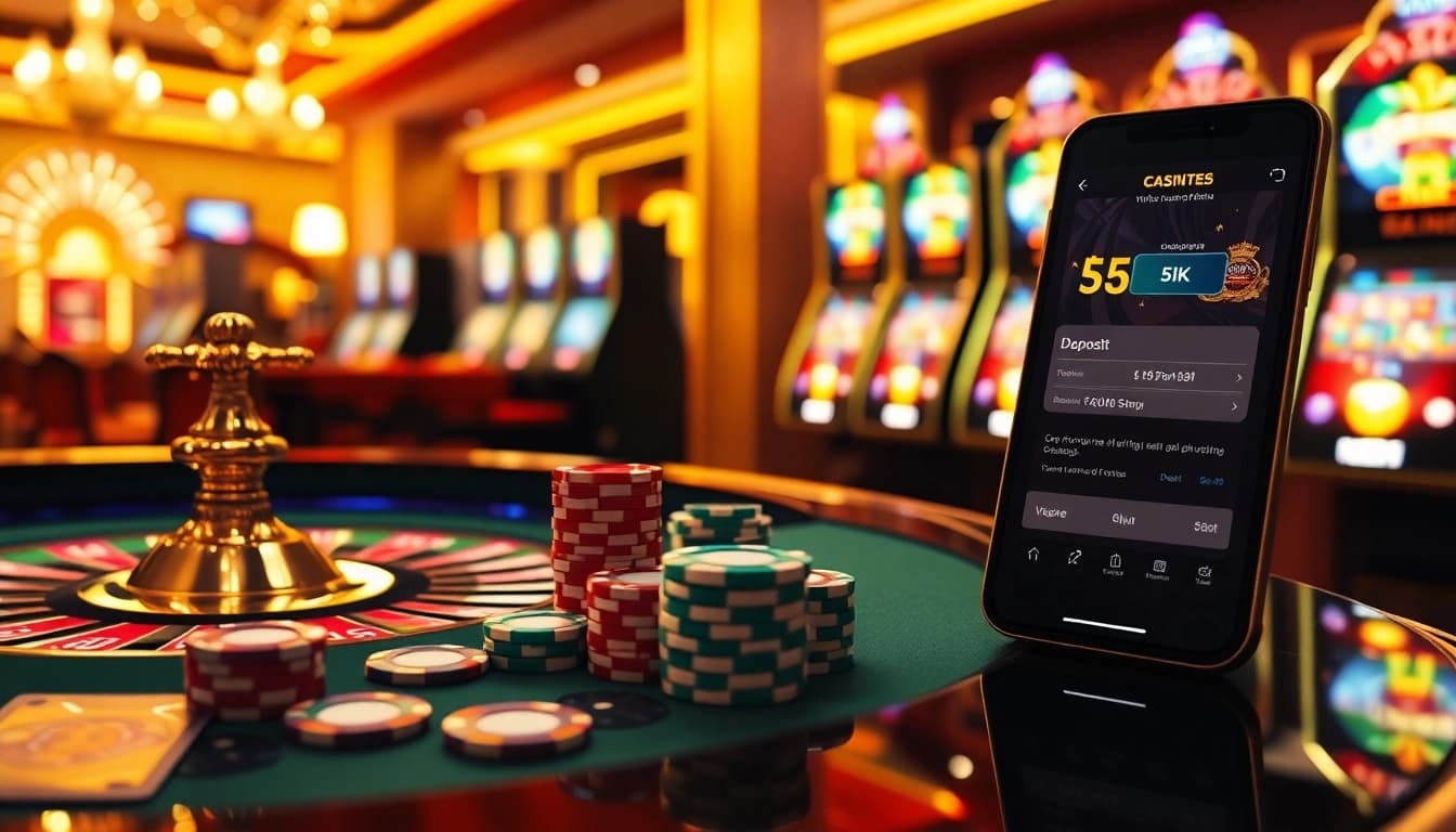 Rasakan sensasi bermain game dengan Depo 5k pada meja kasino mewah.