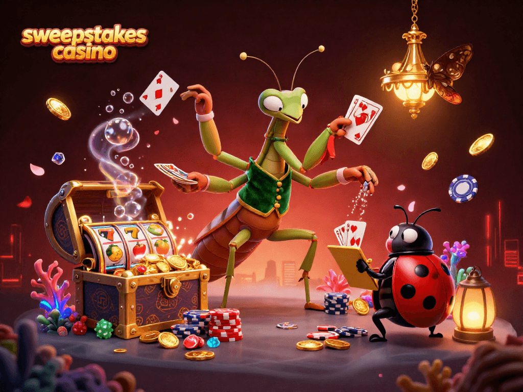 Engage in the sweepstakes casino experience with a vibrant 3D portrayal of gaming excitement.