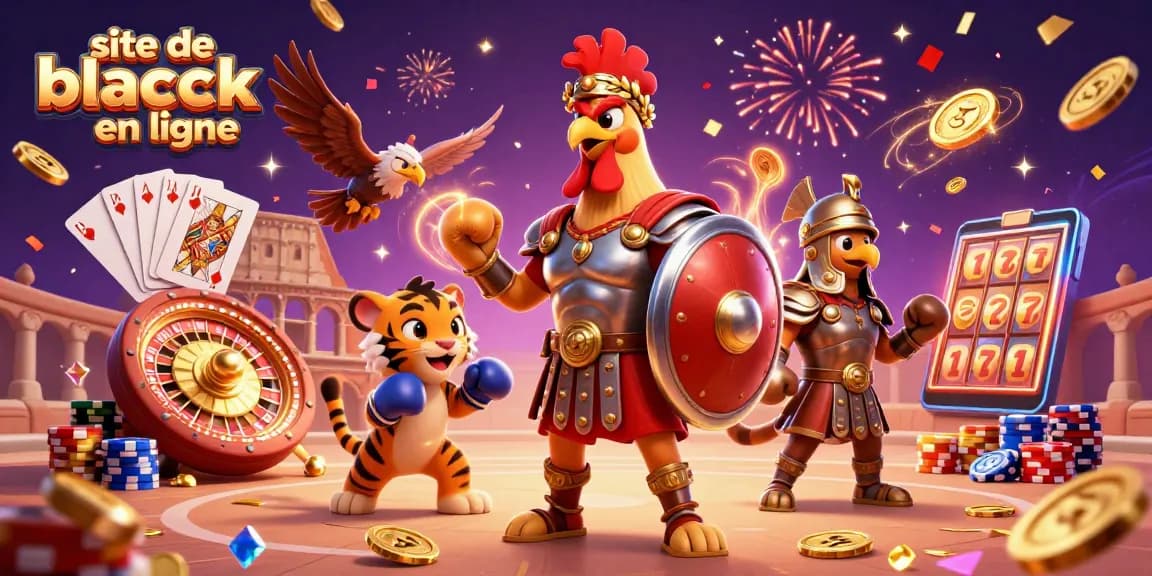 Découvrez des gains incroyables sur le site de blackjack en ligne avec un rooster gladiateur et des éléments de jeu captivants.