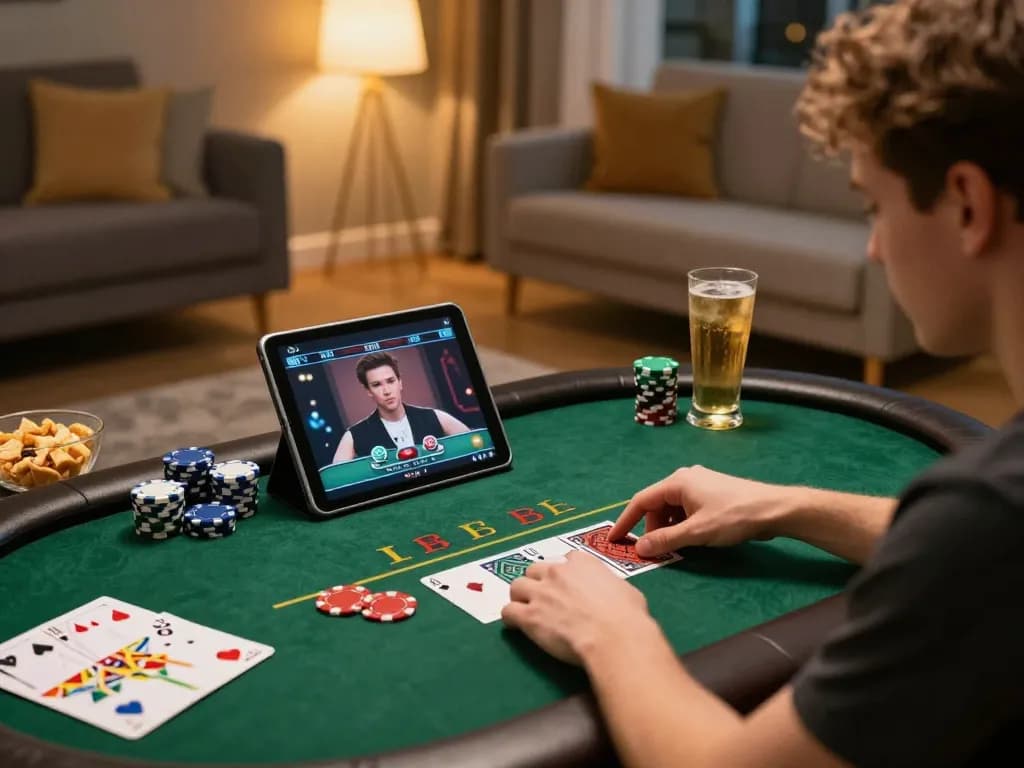 MM99 player placing bets on an online casino tablet while strategizing for better winnings.