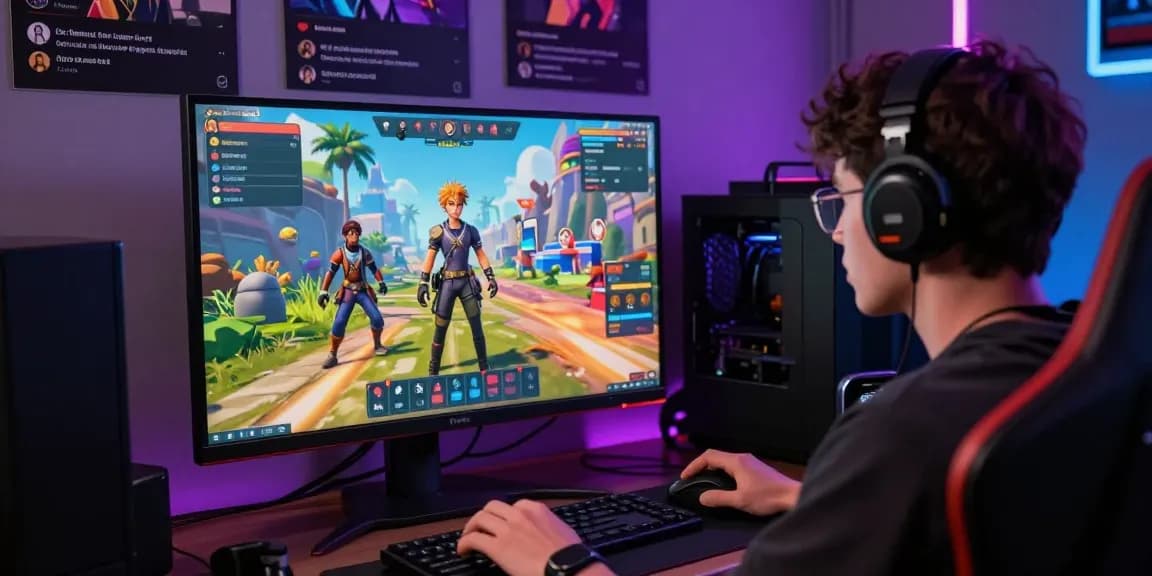 Player engaging in the status game by creating a unique avatar and interacting with AI characters in a vibrant gaming world.