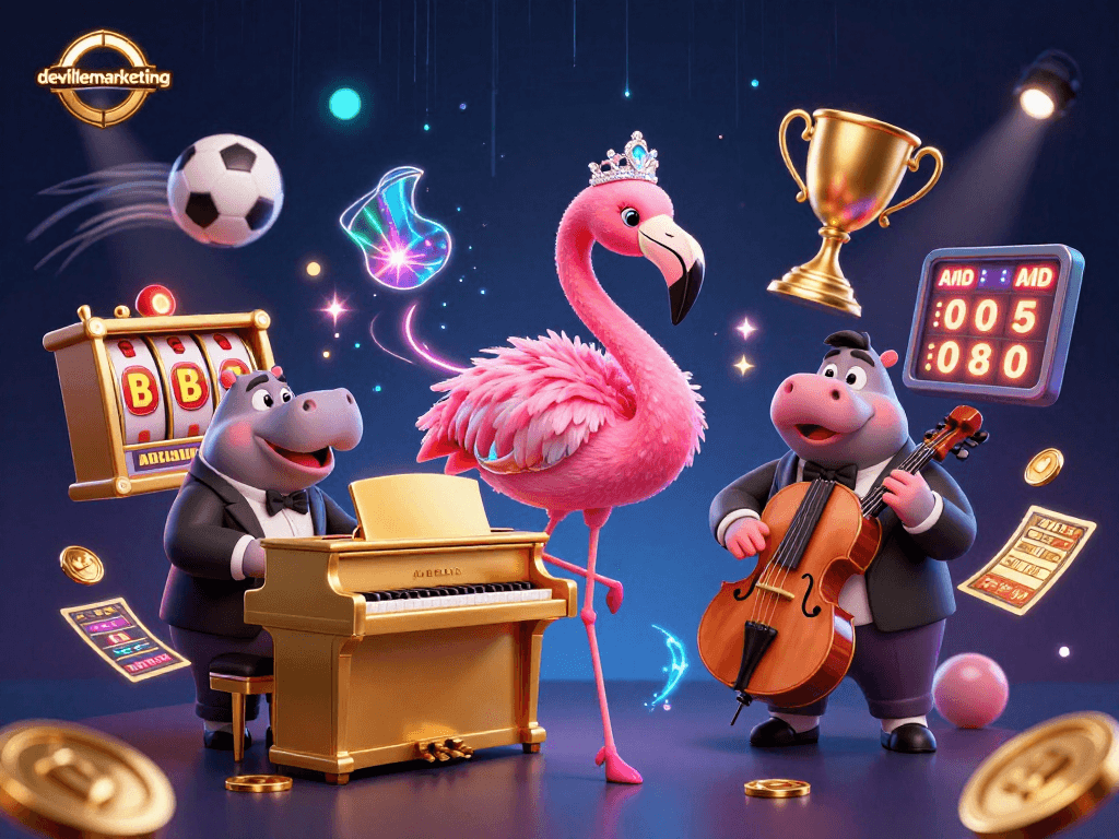 Menggali keseruan devillemarketing dengan suasana kasino, penyanyi flamingo dan tukang bassist hippo.