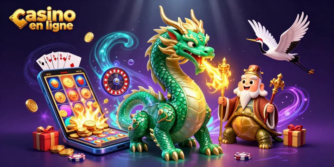 Un dragon d'émeraude et une tortue sage enchantée aux jeux de casino en ligne