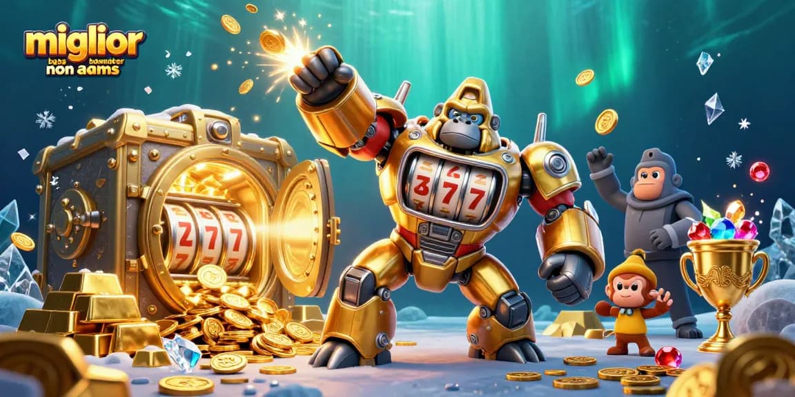 Scopri il miglior bookmaker non AAMS con questa illustrazione impressionante di un mech e simboli di casinò.