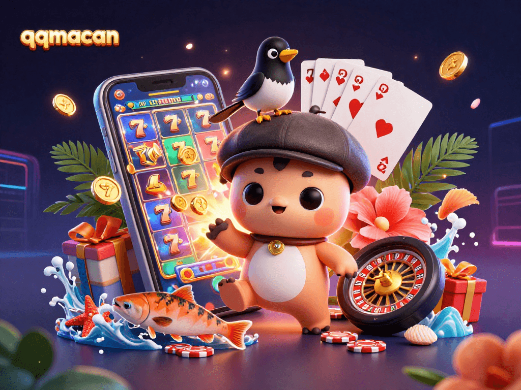 Engage with qqmacan's vibrant slot adventure featuring Nessie, a playful magpie, and immersive gaming elements.