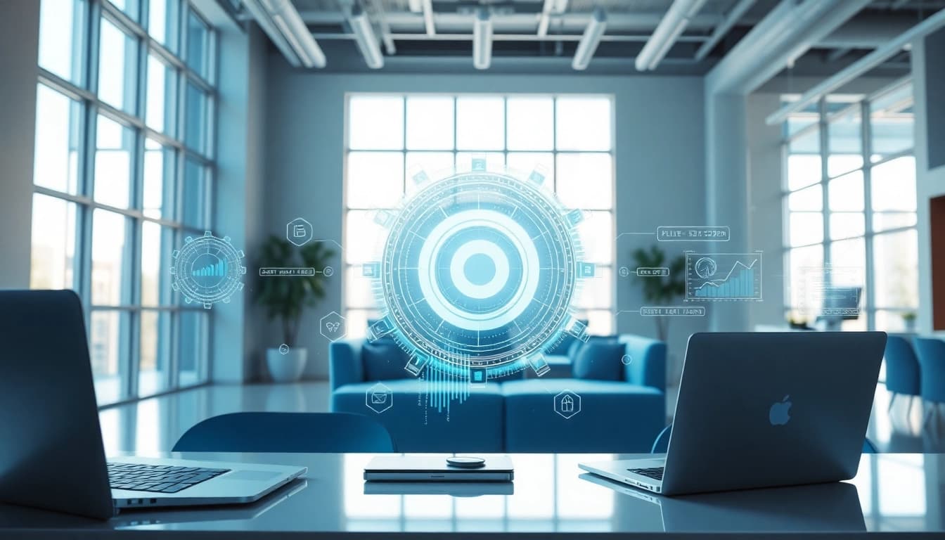 Visualize EORMC in action, showcasing advanced AI blockchain technology in a modern workspace.