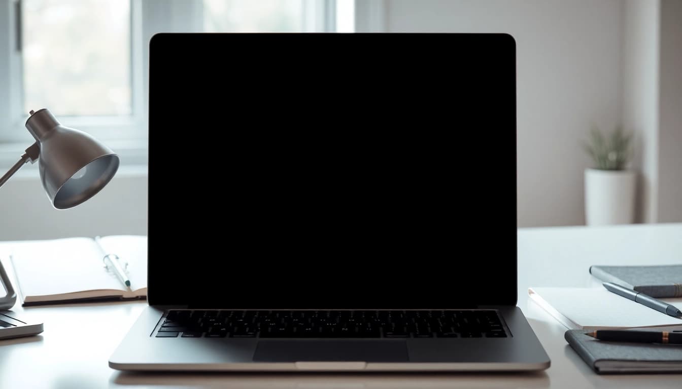 Experience the benefits of pantalla negra for focused productivity in a minimalist workspace.