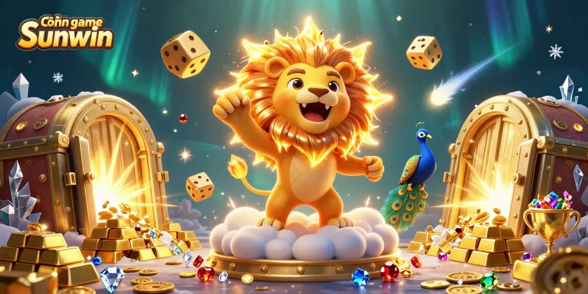 Win big at Cổng game Sunwin with a vibrant 3D illustration showcasing exciting casino elements.