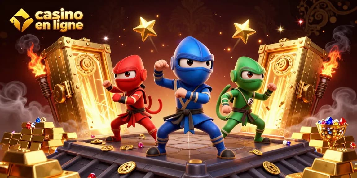 Partager l'expérience du casino en ligne avec des ninjas colorés et des trésors scintillants.