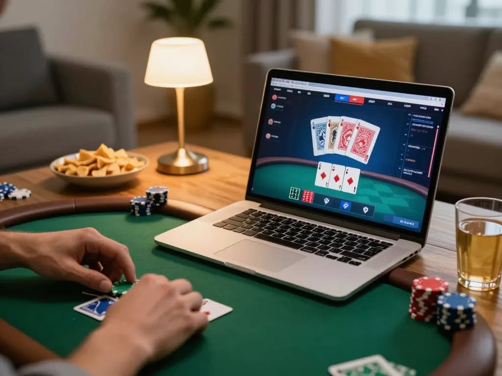 Pemain terlibat dalam poker online di alexis500, menunjukkan semangat dan strategi.