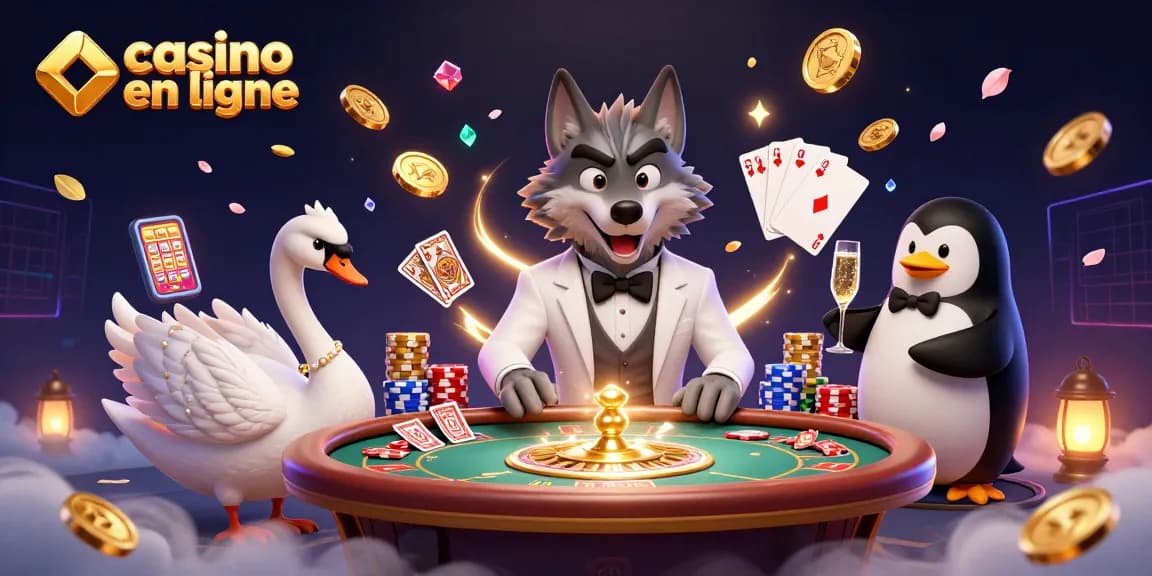 Découvrez un casino en ligne avec un loup élégant, un cygne et un pingouin, des jeux et des trésors