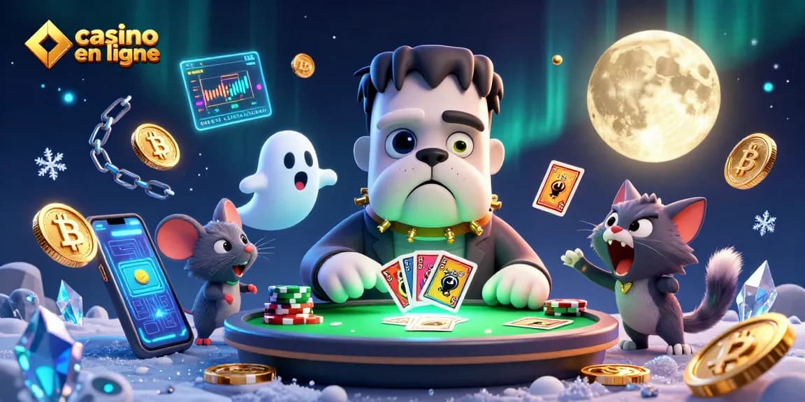 Jouez à des parties palpitantes au casino en ligne avec un bulldog Frankenstein et un chaton loup-garou.
