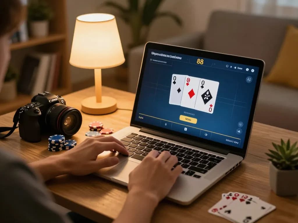 Engaging in a thrilling w 88 online poker game from the comfort of home.