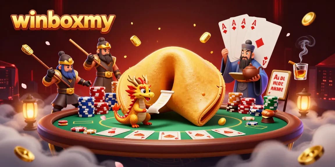 WinboxMY showcases a vibrant 3D casino scene with interactive gaming elements and colorful characters.