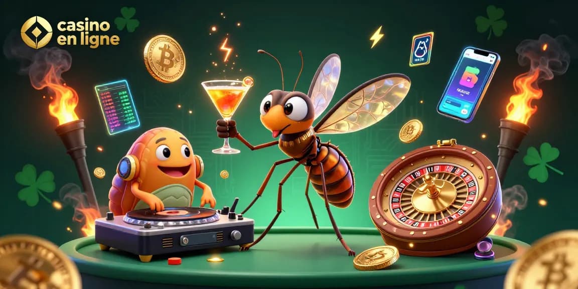 Jouez aux jeux de casino en ligne avec notre mascotte originale, un moustique gelé en ambre.