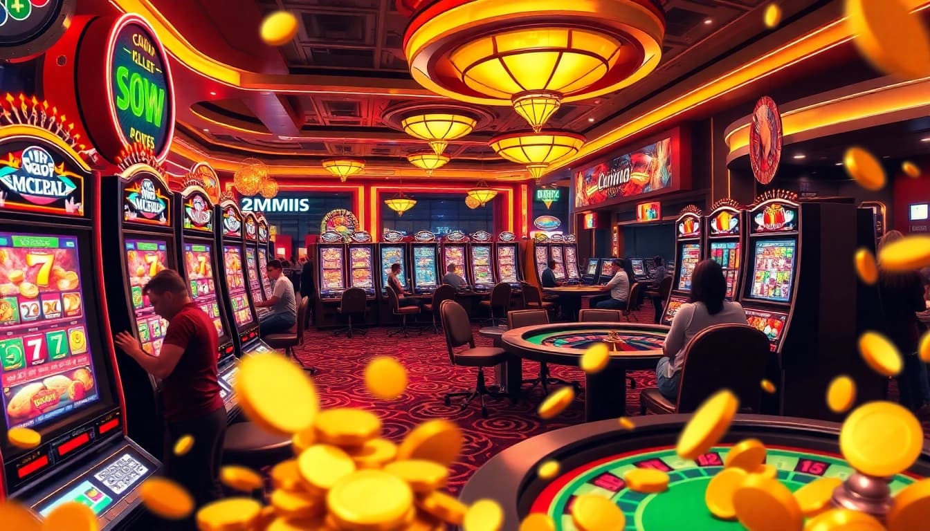 Pemain menikmati sensasi di slot Utama4D di tengah atmosfer kasino yang hidup.