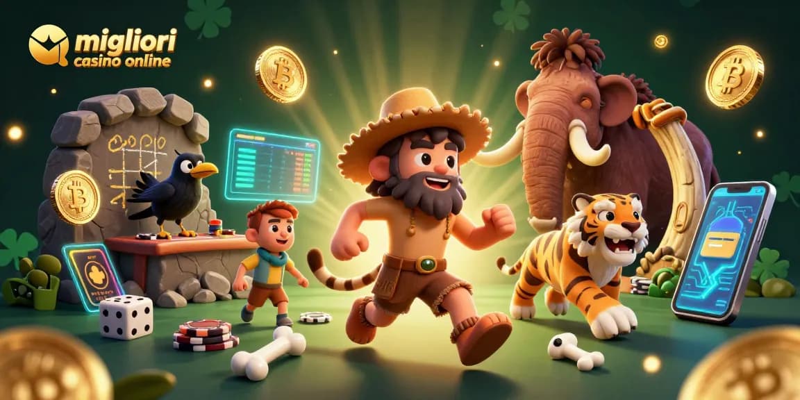 Gioca nei migliori casino online con un'avventura preistorica e elementi di criptovaluta.