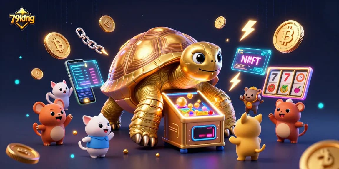 Experience thrilling slots at 79king with a golden tortoise and exciting crypto elements.