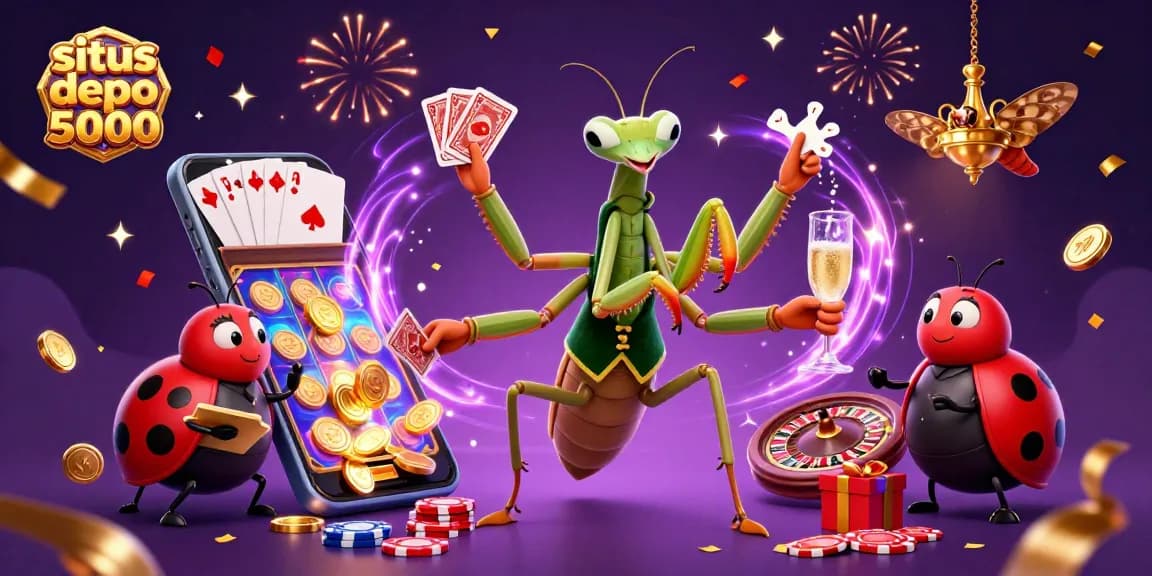 Situs depo 5000 menampilkan karakter menarik dalam ilustrasi kasino digital, memikat pemain dengan peluang menang besar.