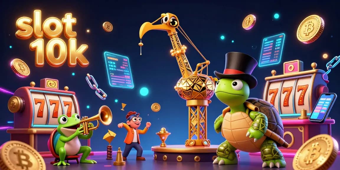 Engage with exciting slot 10k gaming featuring colorful characters, vibrant slots, and neon effects in a lively digital casino.