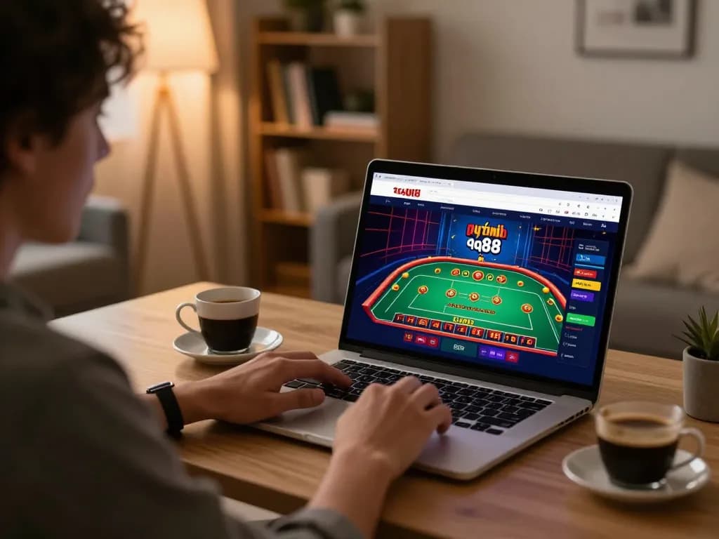Engaging gameplay on link dự phòng qq88 at home, featuring a player focused on online casino session.
