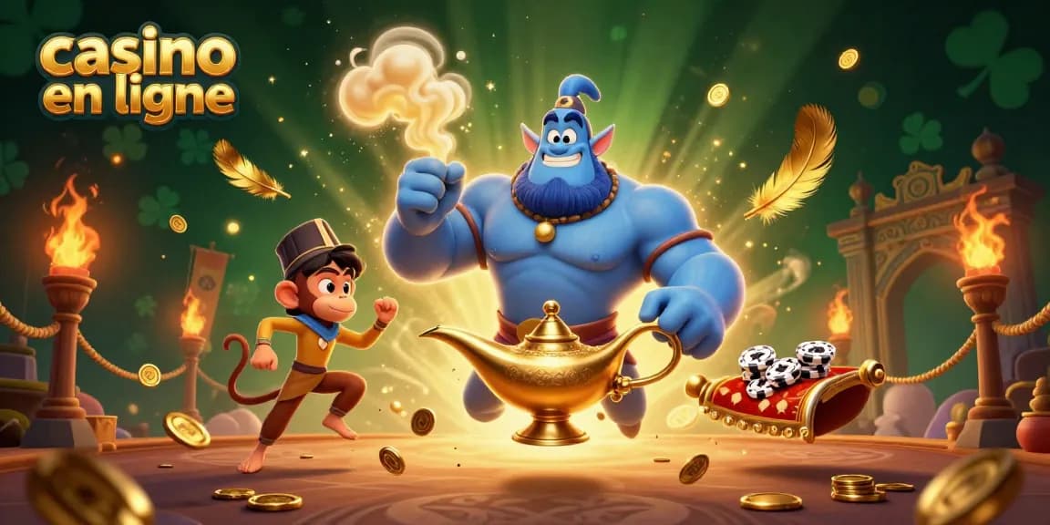 Profitez d'une expérience excitante de jeux de casino en ligne avec cette illustration colorée et animée.