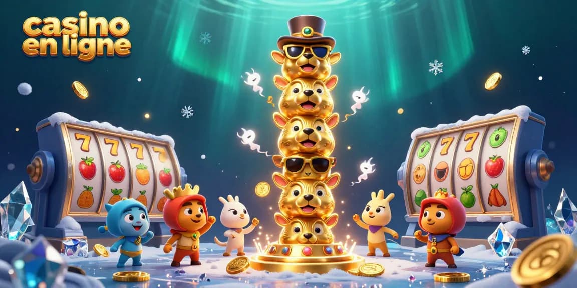 Jouez à des jeux captivants sur casino en ligne avec des machines à sous et un totem coloré.