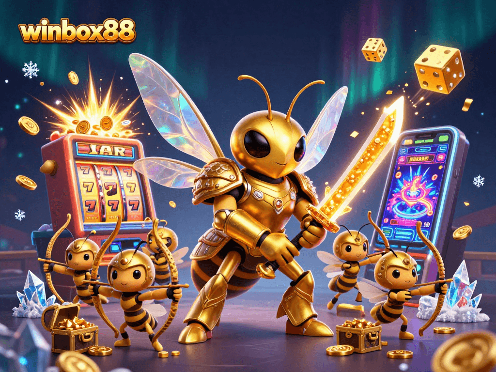 Engage in thrilling games at winbox88 with a vibrant 3D illustration showcasing dynamic casino action.