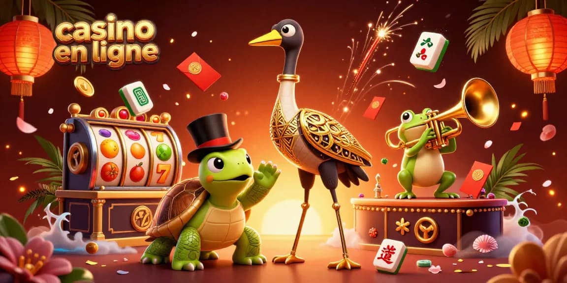 Profitez de l'excitation du casino en ligne avec des personnages amusants dans une illustration colorée.