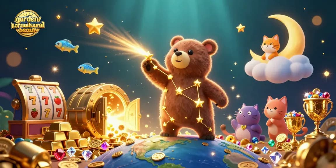 Koleksi kemenangan di gardenofnaturalbeauty dengan bintang berkilau dan simbol slot yang menarik