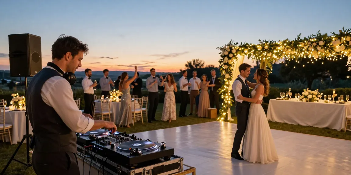 Hochzeit DJ Berlin sorgt für die perfekte Feier mit tanzenden Gästen und festlicher Beleuchtung.
