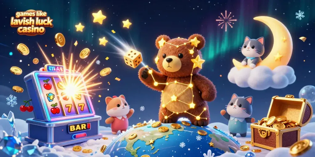 Play exciting slot games like lavish luck casino with vibrant characters and jackpot animations.