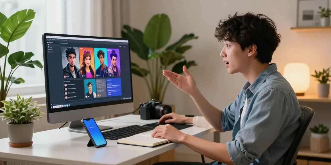 Interactive NSFW AI chat experience in a modern home office environment, showcasing emotional engagement and user-friendly design.