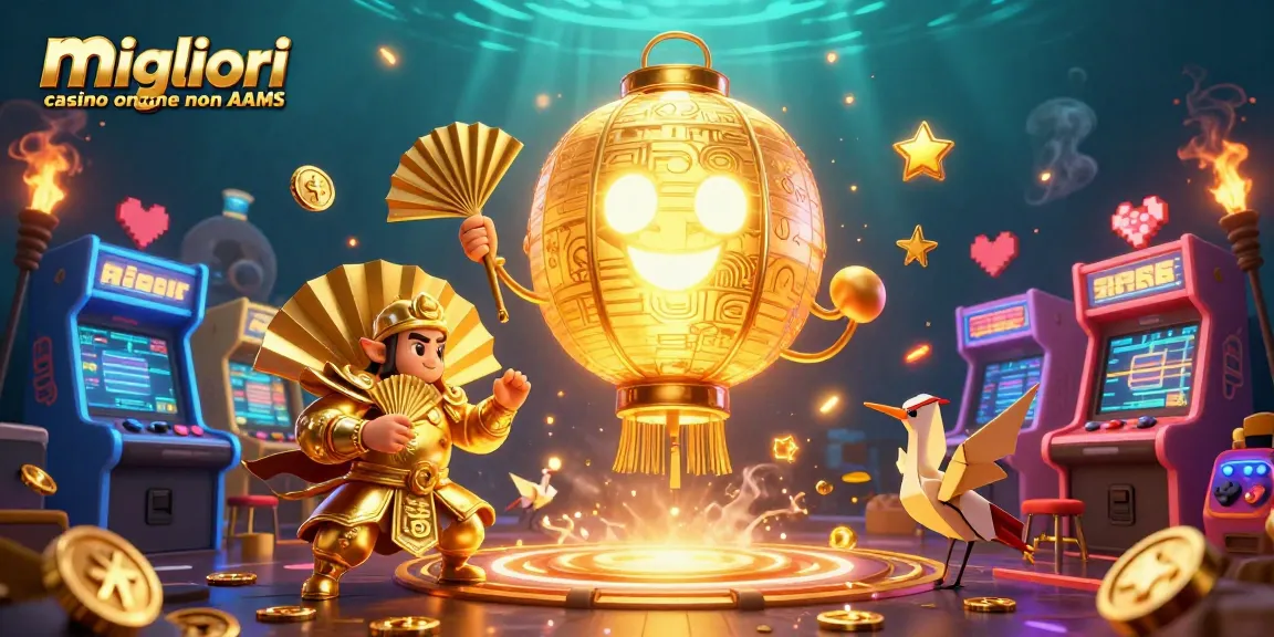 Migliori casino online non AAMS: esplora slot e giochi d'azzardo in un'illustrazione vibrante e dinamica