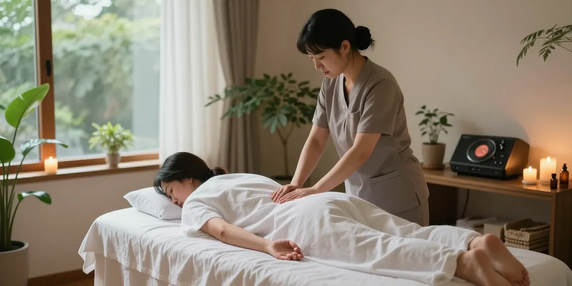 신도림출장안마 중인 마사지 테라피스트와 편안한 분위기의 마사지룸