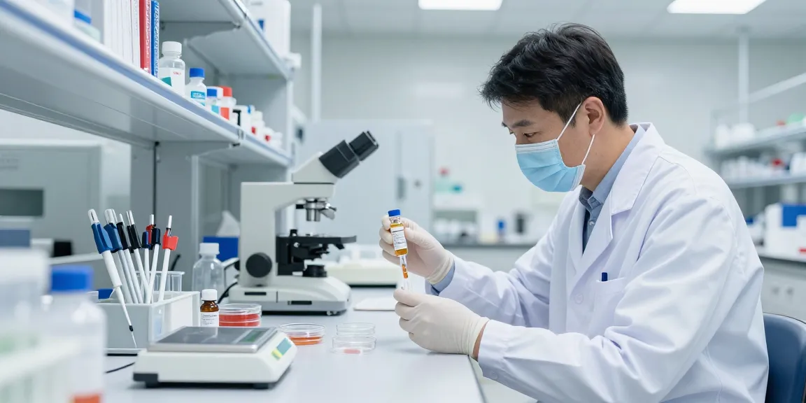 SwissChems researcher analyzing high-quality peptides in a modern laboratory.