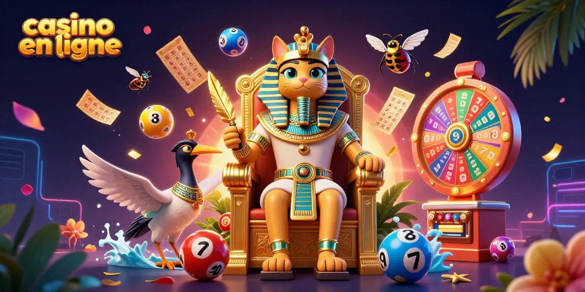 Vivez l'expérience du casino en ligne avec un pharaon égyptien et des éléments de loterie en action