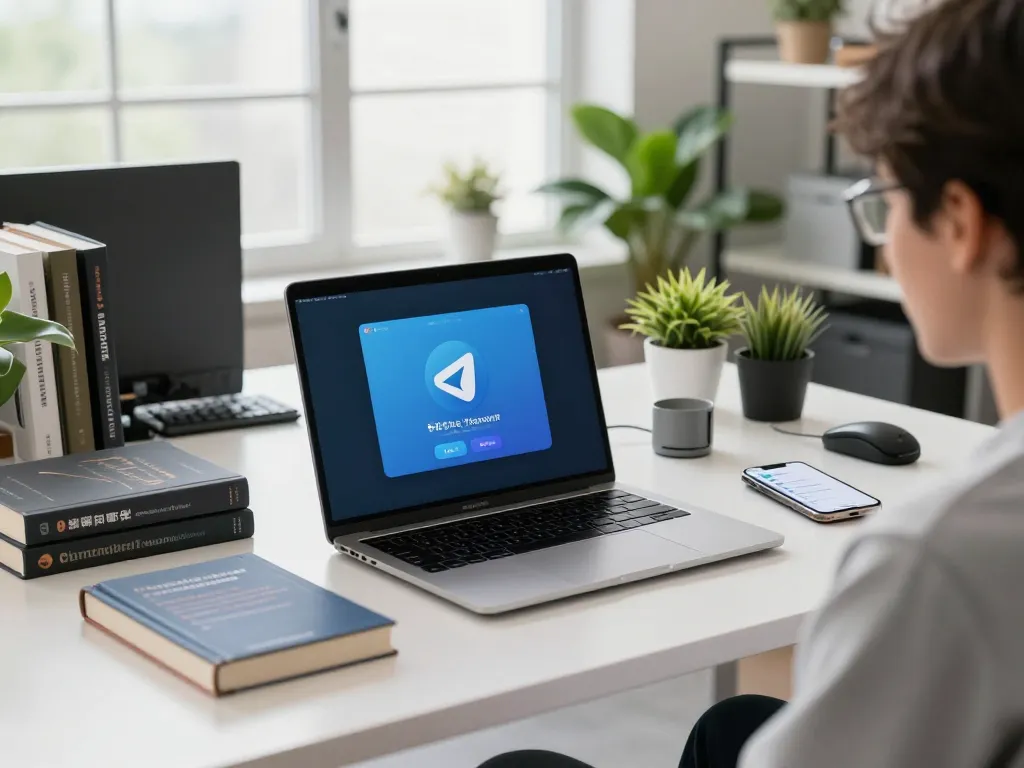 Effective workspace utilizing telegram 中文 interface on Mac, showcasing productivity and organization in tech.