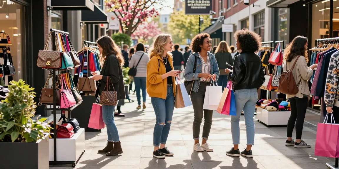 Shopping experience at a 레플리카 쇼핑몰 showcasing high-quality replicas and vibrant urban fashion.