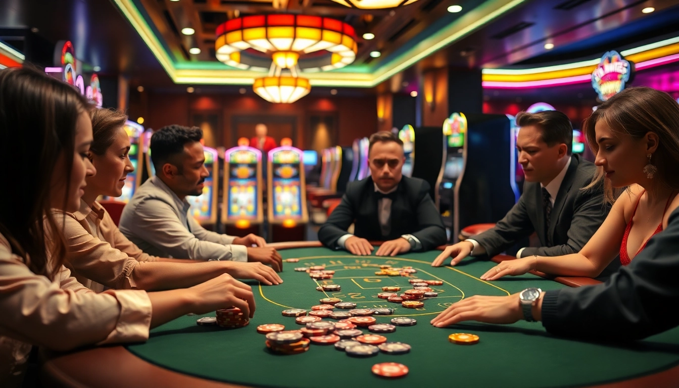 Menggairahkan keseruan permainan dengan bbni4d di kasino, menampilkan meja poker mewah.