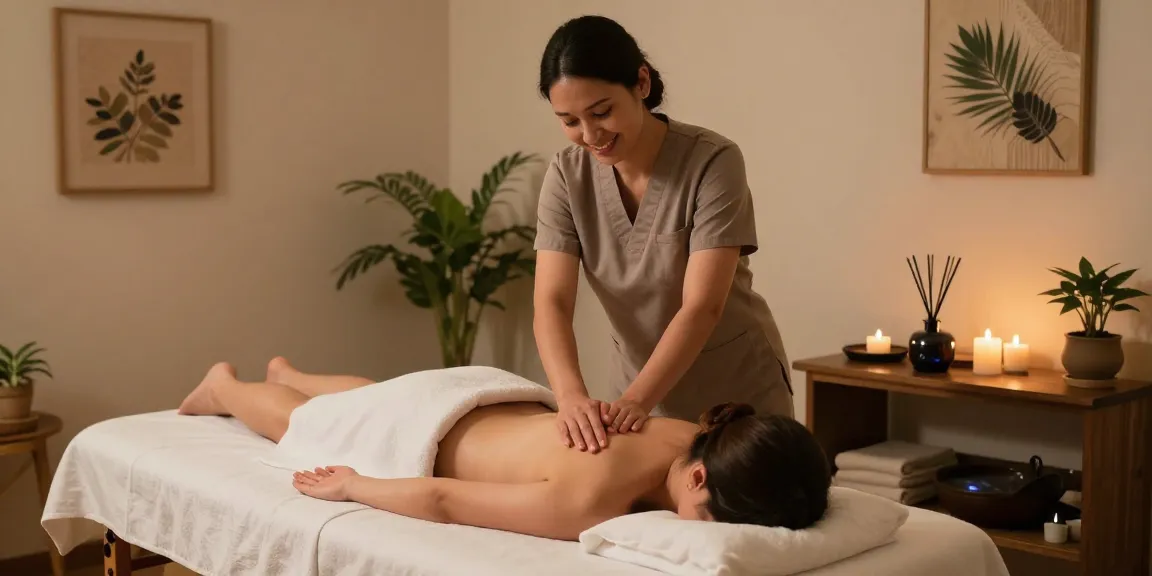 Massage therapy session in a serene spa setting, promoting relaxation and wellness.