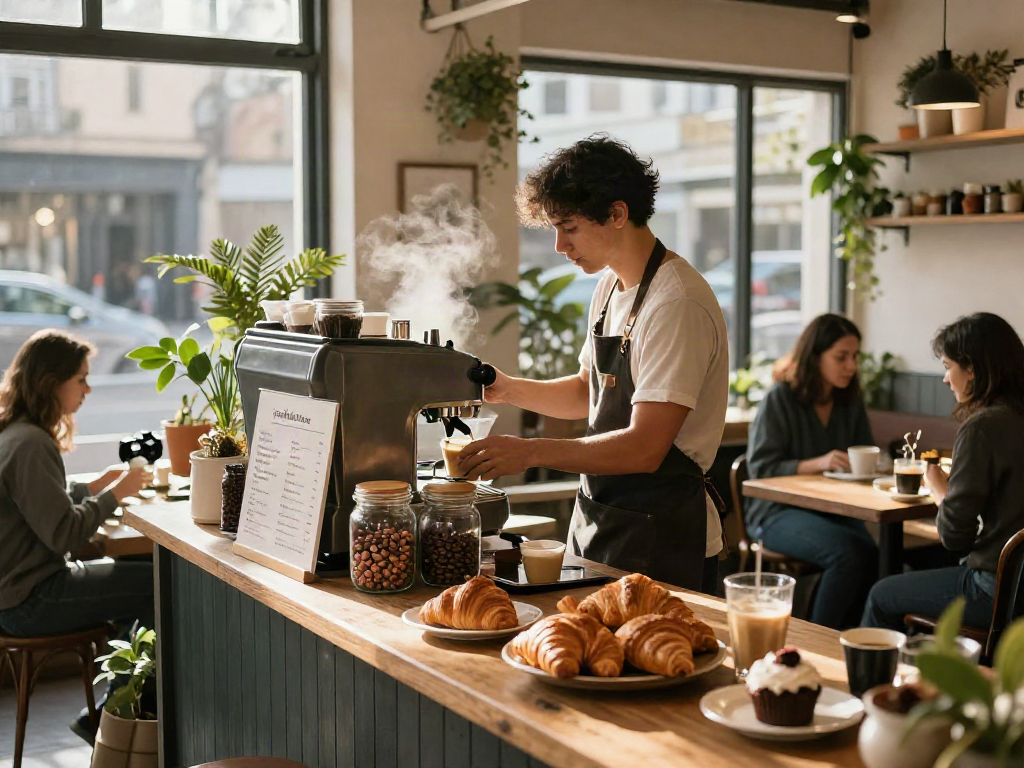 customers enjoying coffee with bonus new member offers in cozy cafe