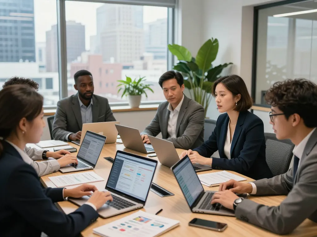 SEO Company in NYC team collaborating on digital marketing strategies in a modern office