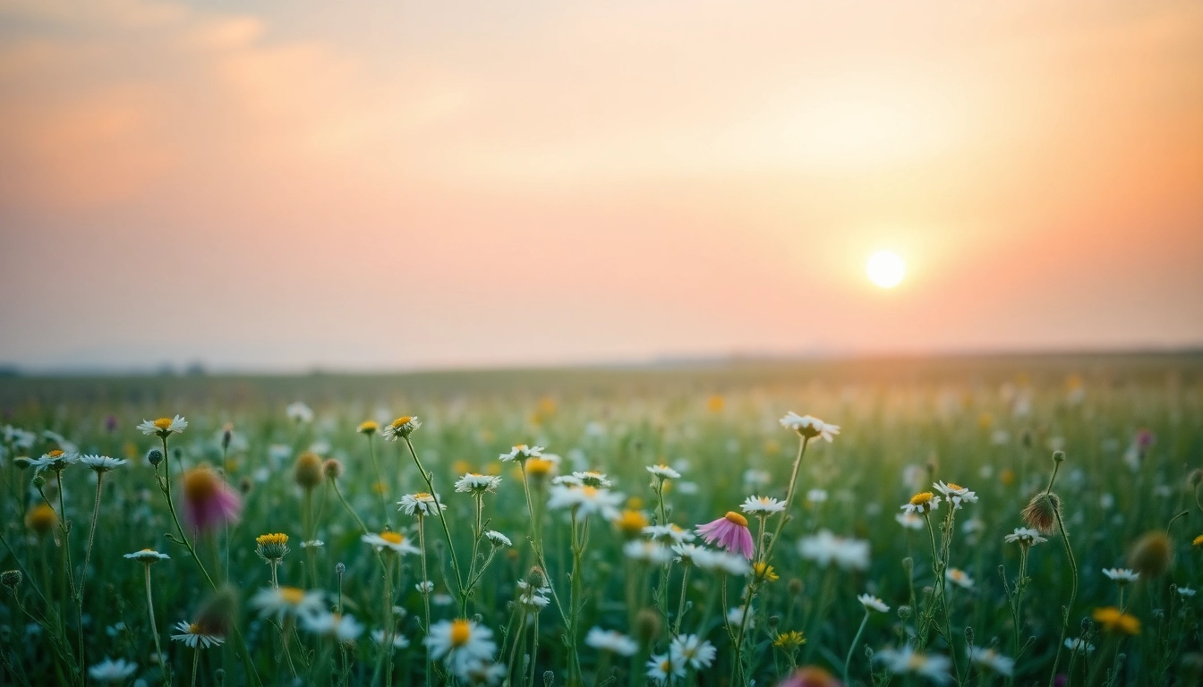Showcasing light & airy photography of blooming wildflowers with a dreamy sunrise.