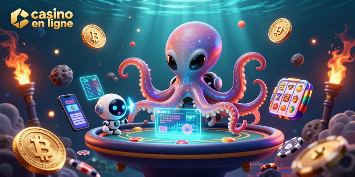 Jouez au casino en ligne avec un poulpe extraterrestre et une table de poker holographique.