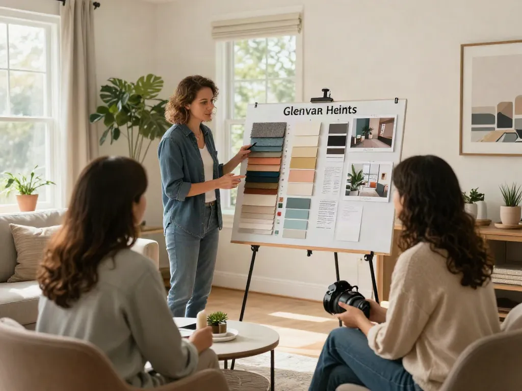 Glenvar Heights remodeling design discussion with homeowners and designer.