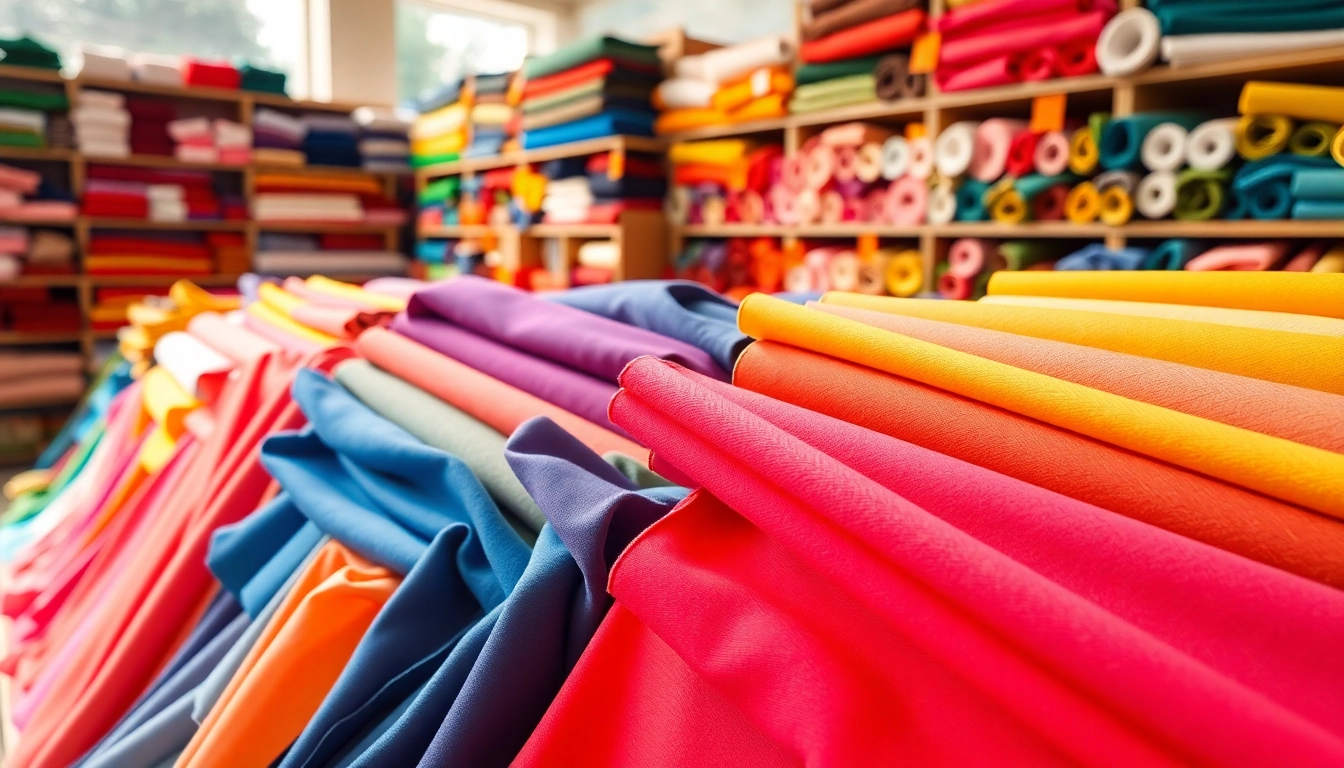Bekijk diverse poplin stof in een kleurrijke stoffenwinkel, perfect voor creatieve projecten.