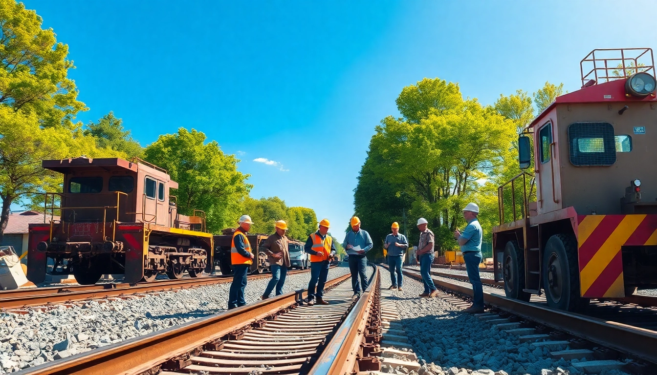 Railroad Track Construction Company team performing vital construction tasks on-site.